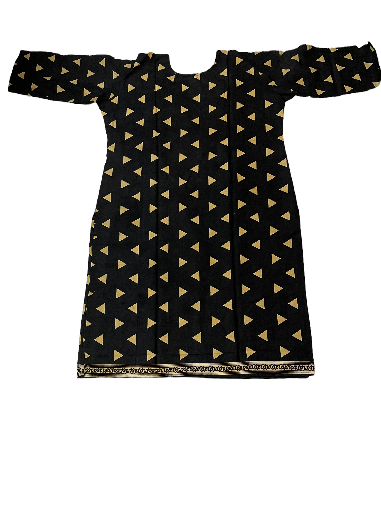 Pure Cotton Black Colour Kurti With 3 Quarter Sleeve