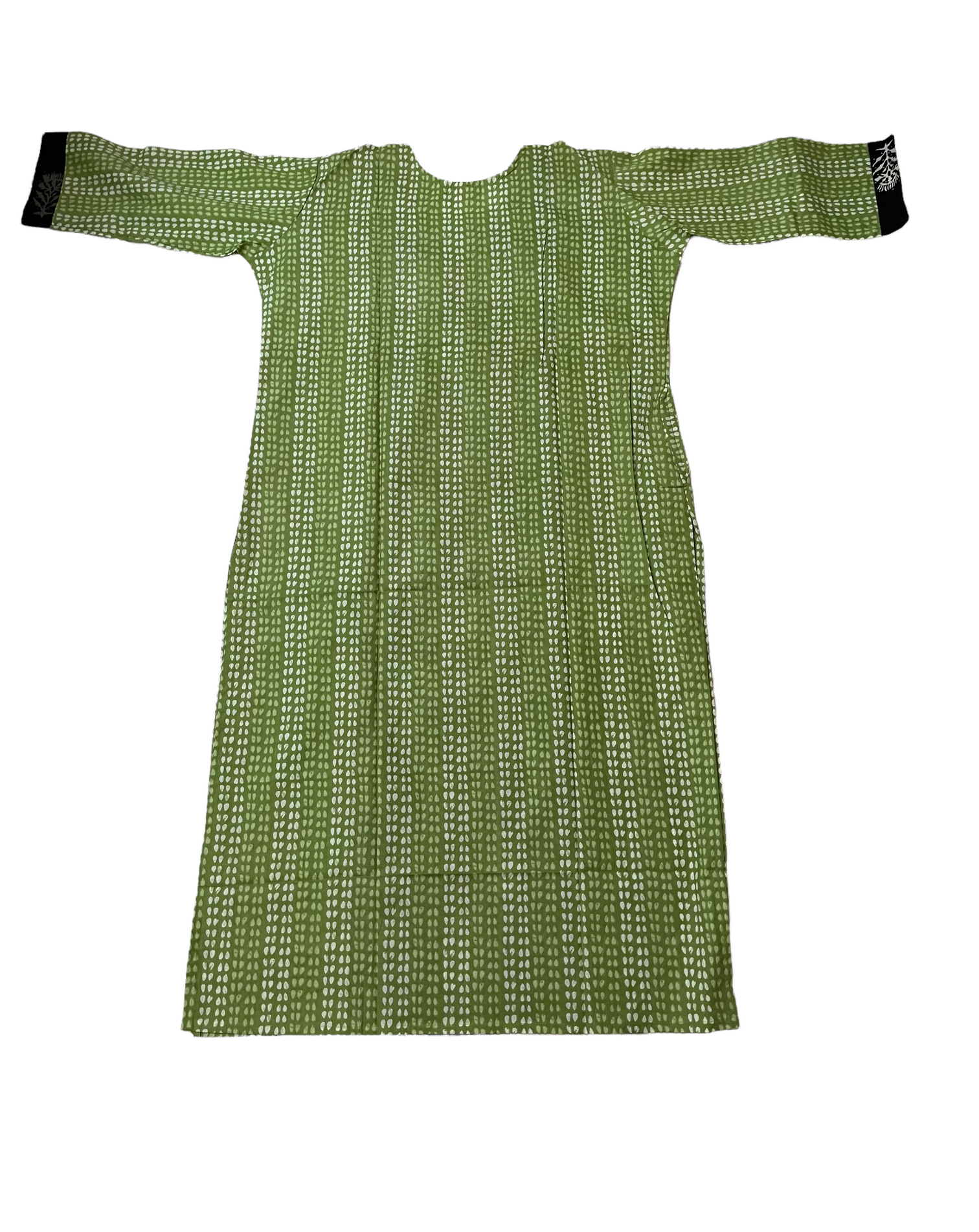 Pure Cotton Green & Black Colour Kurti (3 Quarter Sleeve)