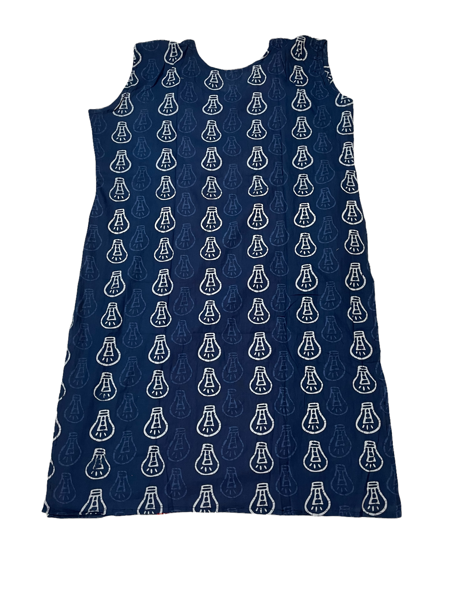 Pure Cotton Navy Blue & Red Colour Sleeveless Kurti (Sleeve Included Inside)