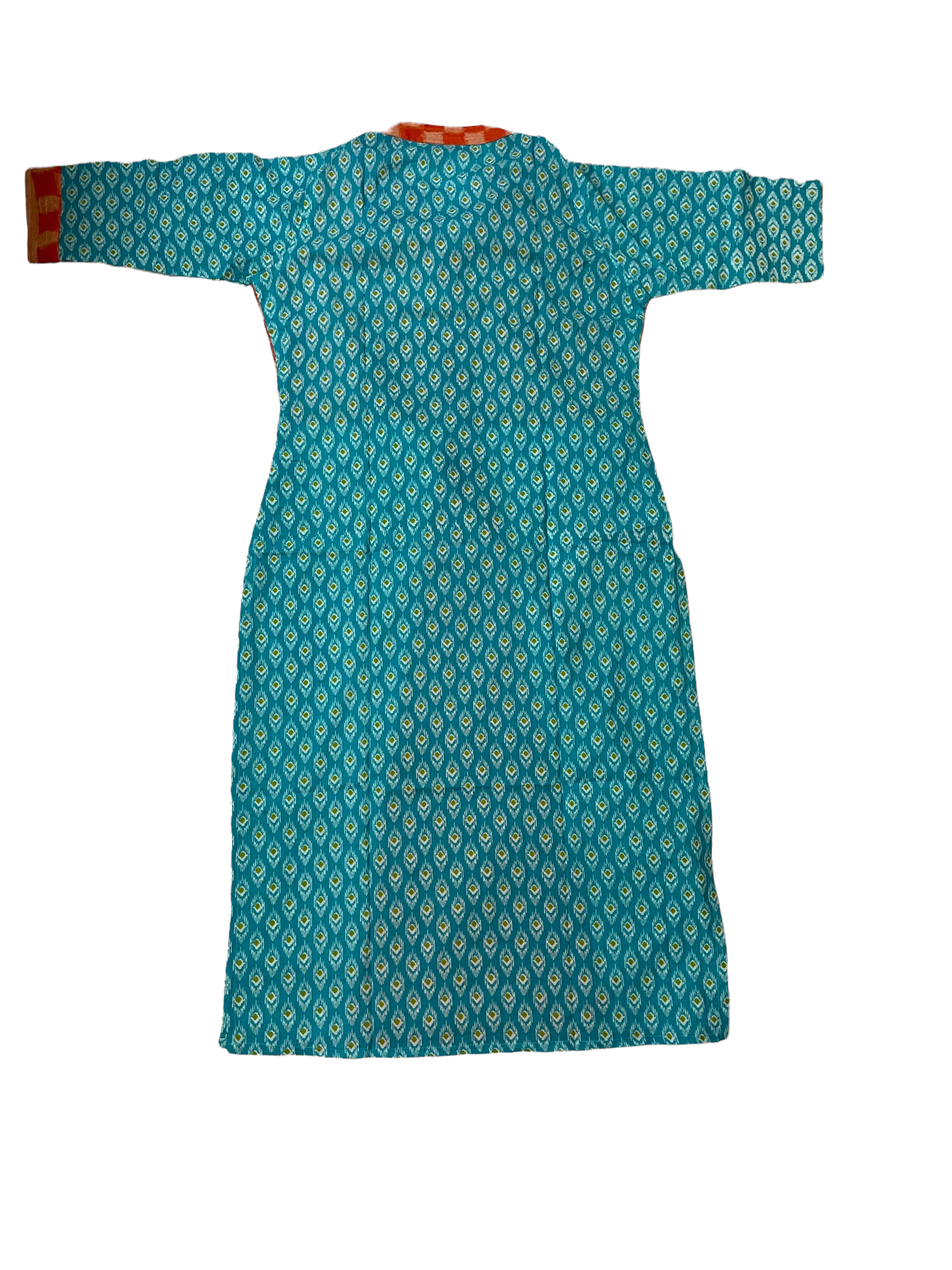 Orange Colour Pure Ikat & Sky Colour Jaypuri Cotton Mix & Match Beautiful Kurti (Very Good Quality Guranteed)