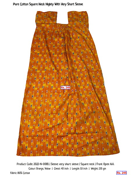 158-pure-cotton-square-neck-nighty-with-very-short-sleeve | Rs. 245