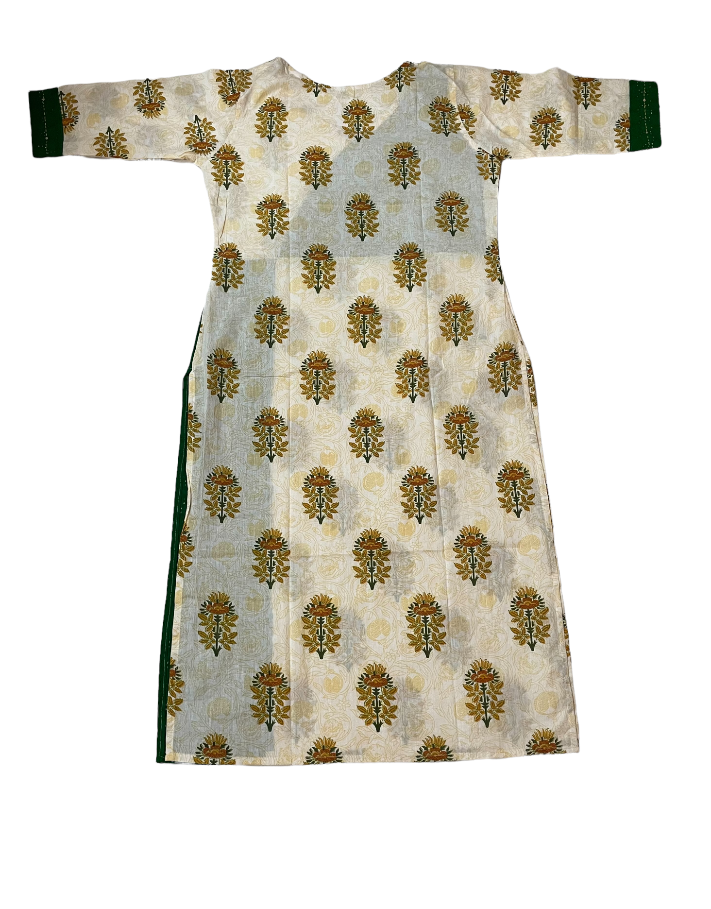 Green Colour Cotton Hakoba & Off-White Colour Pure Jaypuri Cotton Mix & Match Beautiful Kurti (Very Good Quality Guranteed)