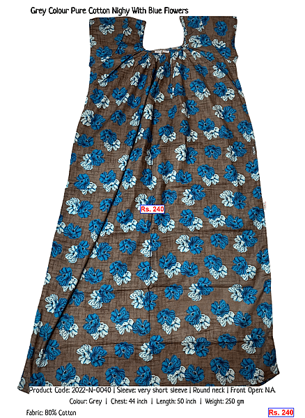 115-grey-colour-pure-cotton-nighy-with-blue-flowers | Rs. 240