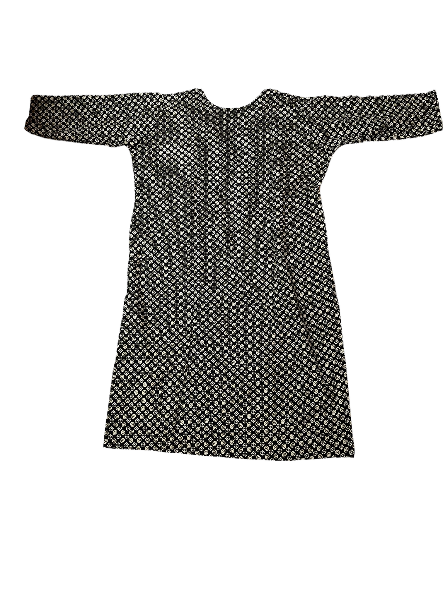 Pure Cotton Black & Yellowish-white Colour Kurti With 3 Quarter Sleeve