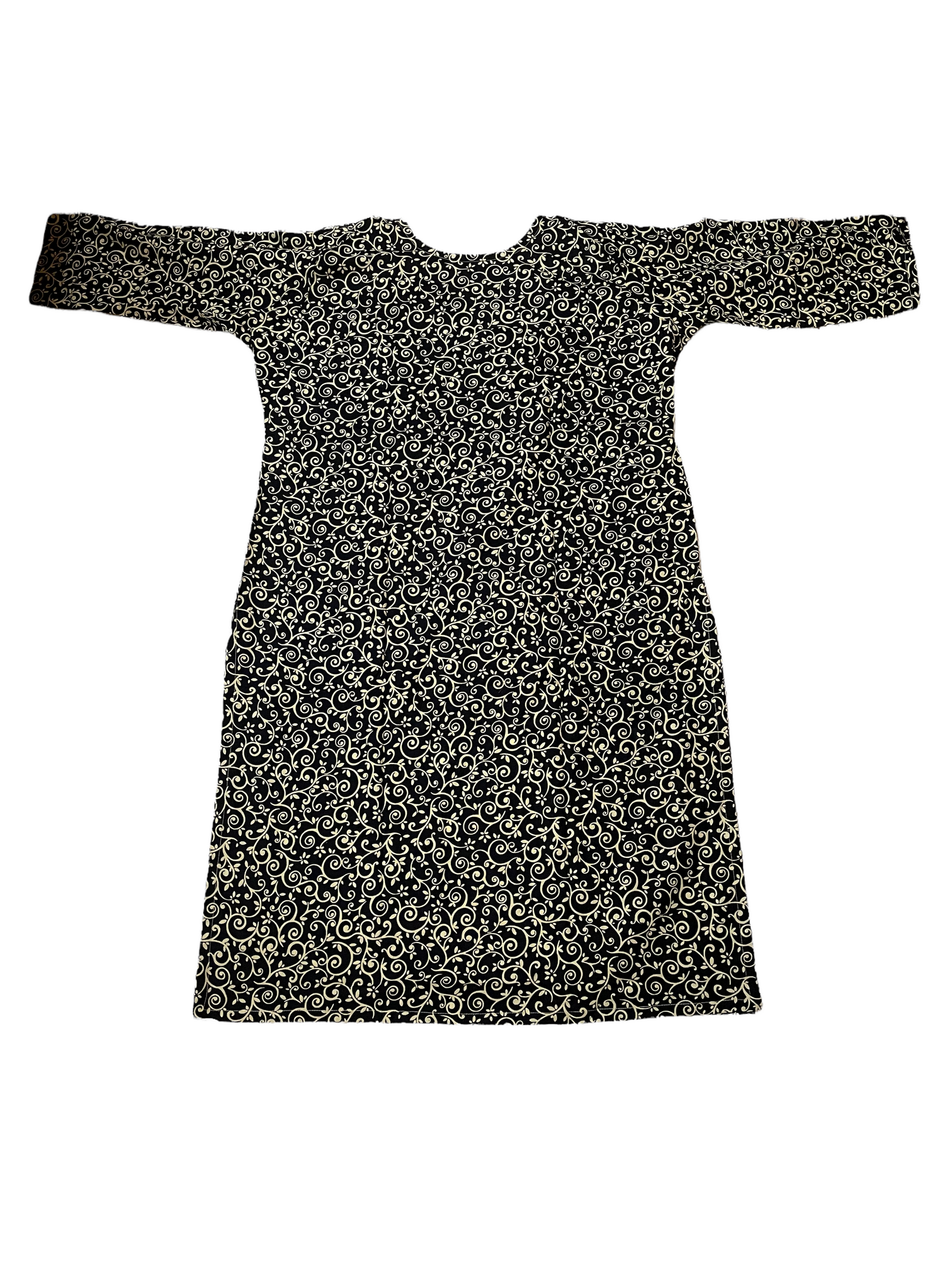 Pure Cotton Black & Yellowish-white Colour Kurti With 3 Quarter Sleeve