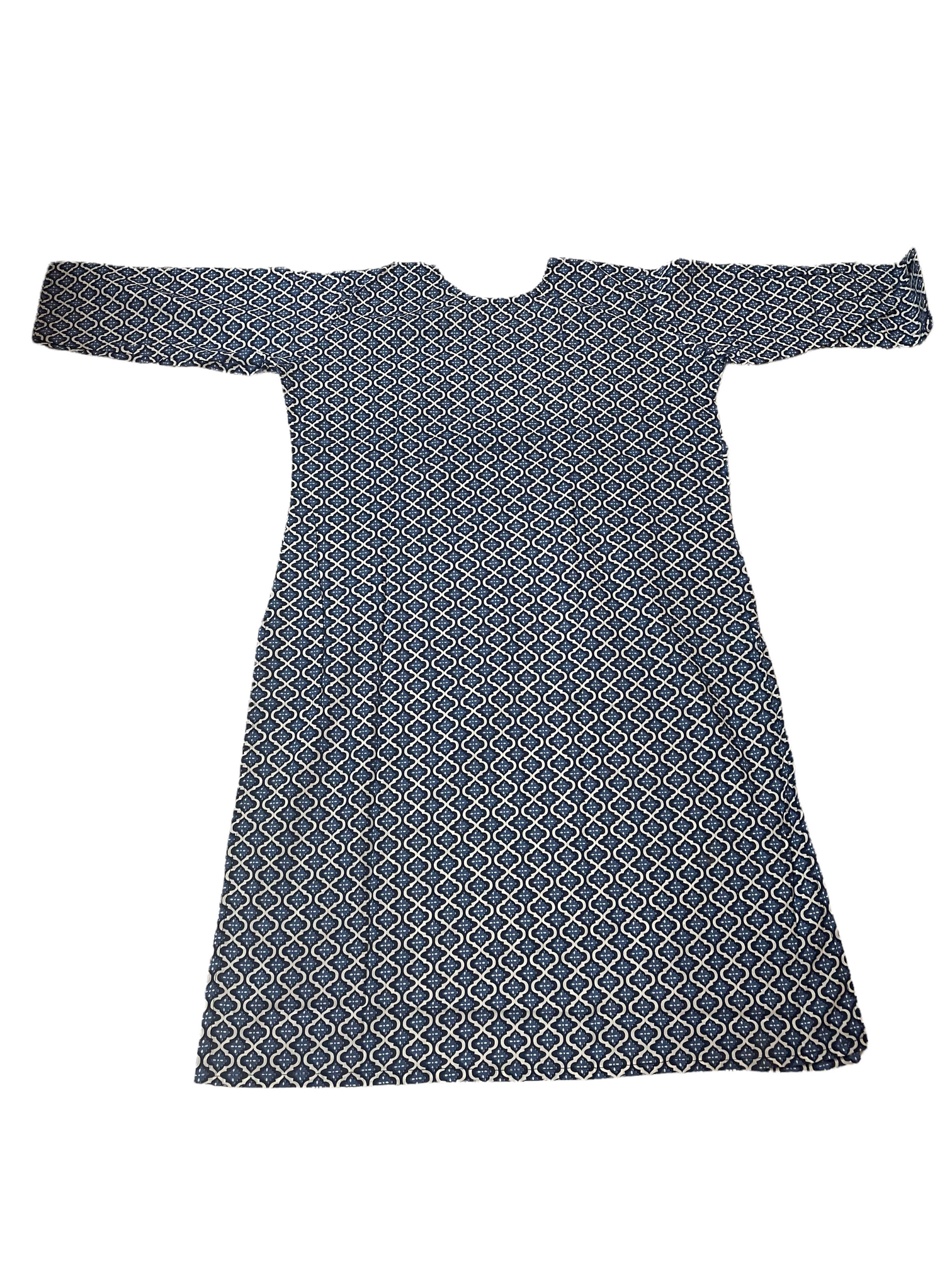 Pure Cotton Off-White & Navy-Blue Colour Kurti (3 Quarter Sleeve)