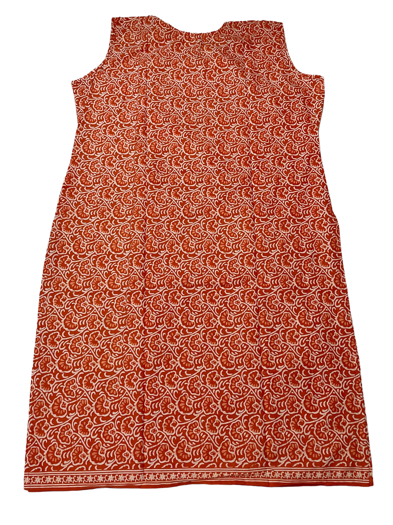 Pure Cotton Coral Colour Sleeveless Kurti (Sleeve Included Inside)