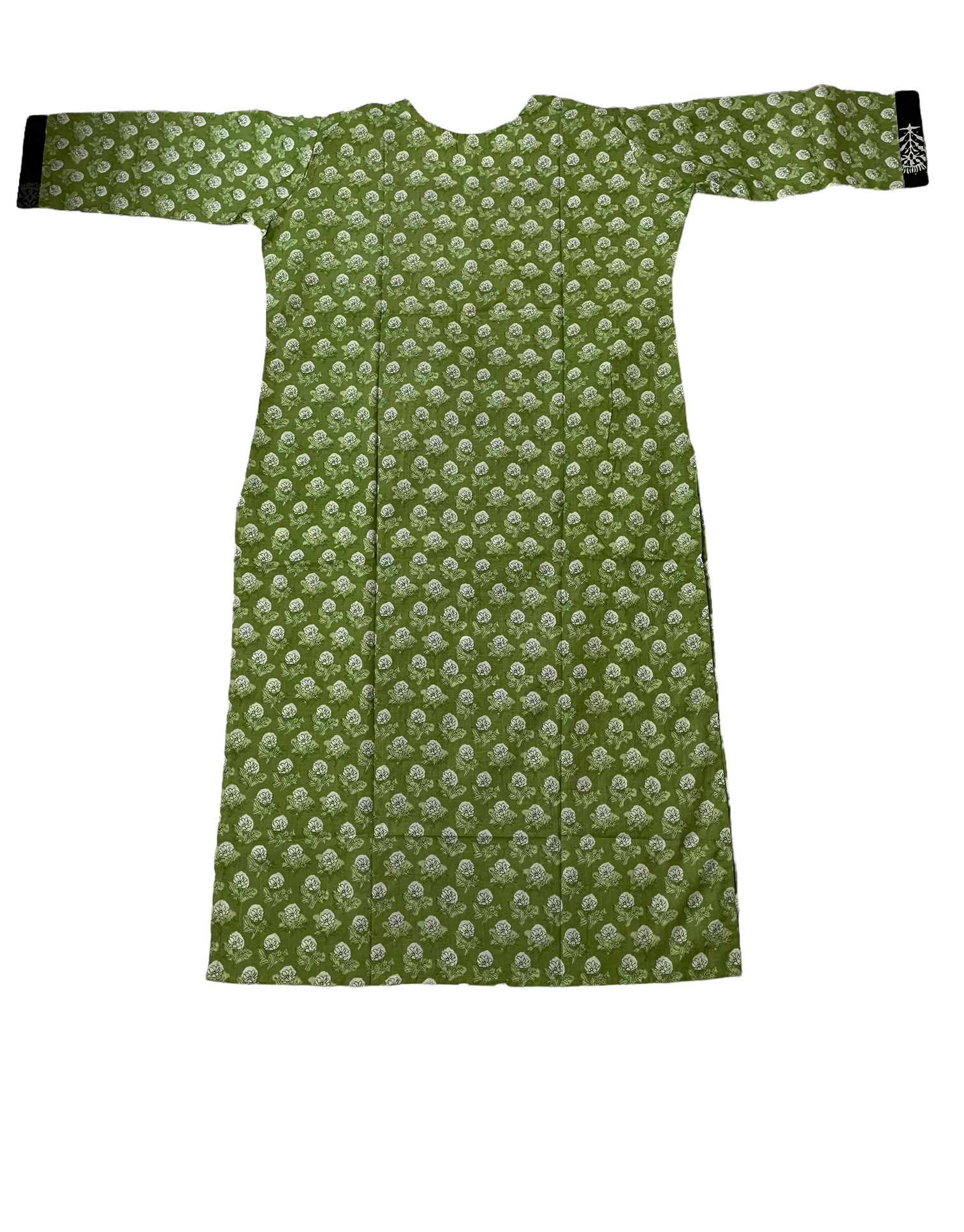 Pure Cotton Black & Green Colour Kurti (3 Quarter Sleeve)