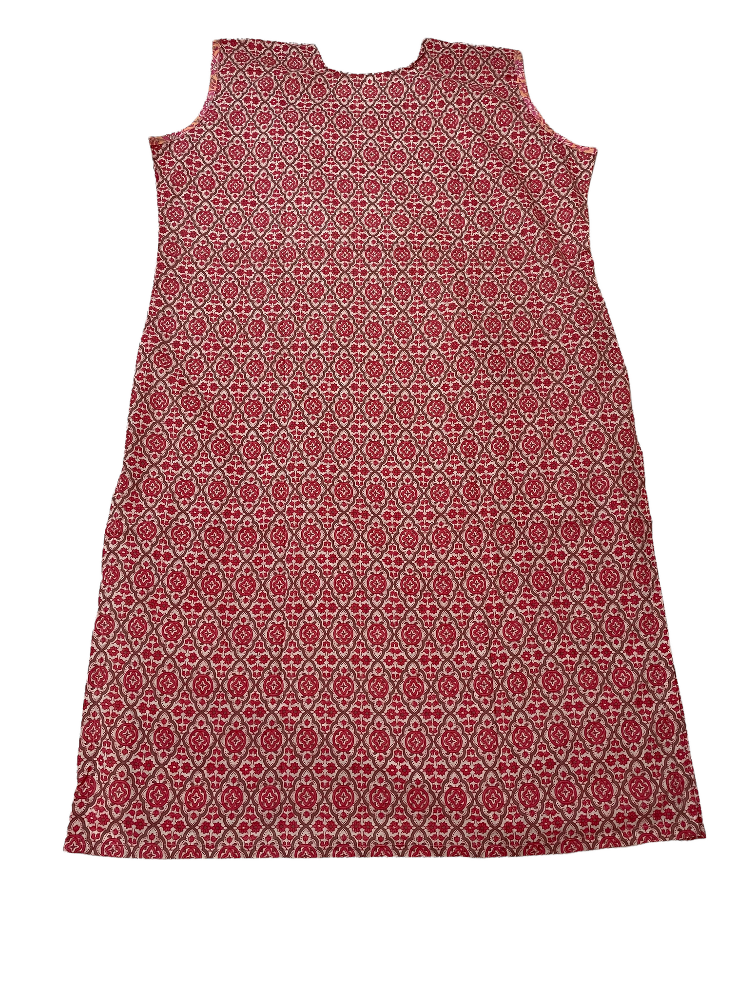 Pure Cotton Light Pink & White Colour Sleeveless Kurti (Sleeve Include Inside)