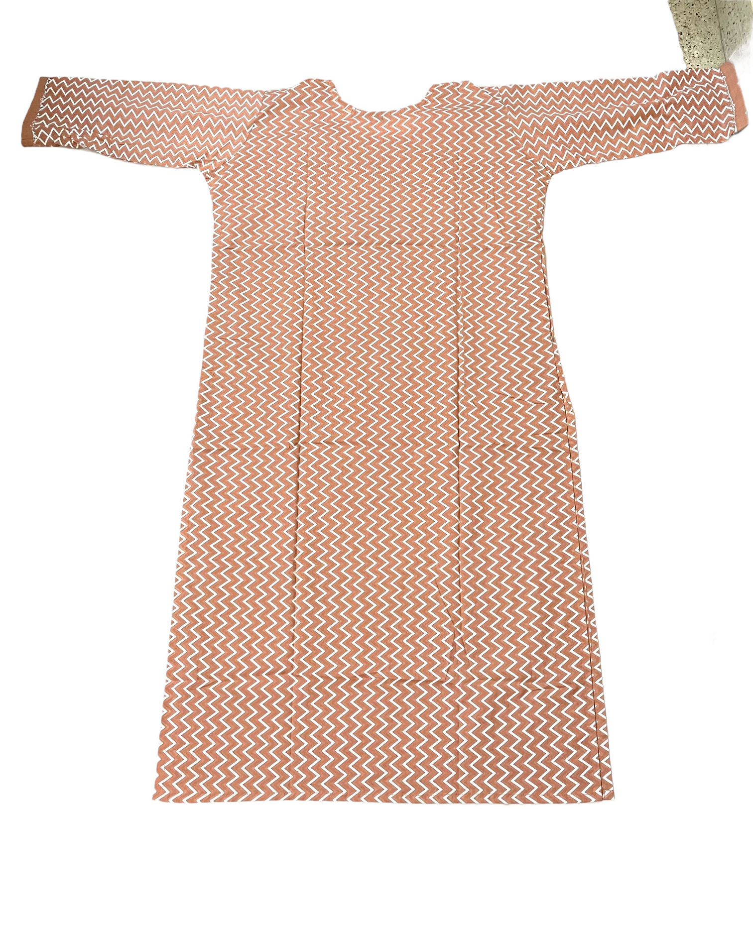 Pure Cotton Dark Salmon Colour Kurti (3 Quarter Sleeve)