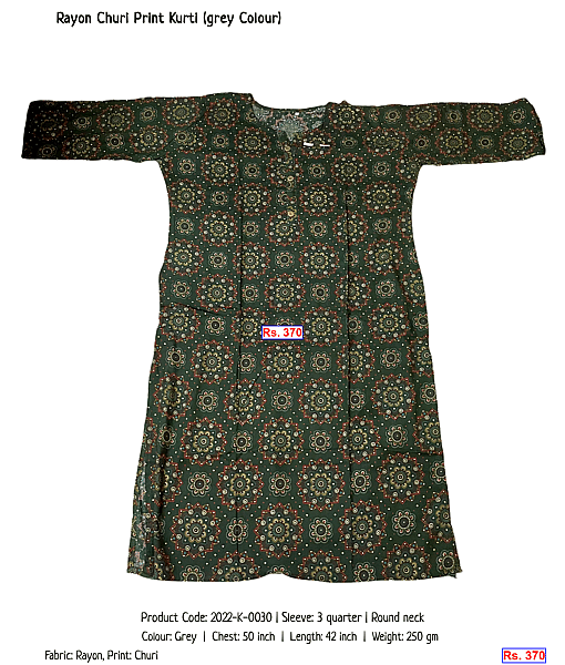 43-rayon-churi-print-kurti-grey-colour | Rs. 370