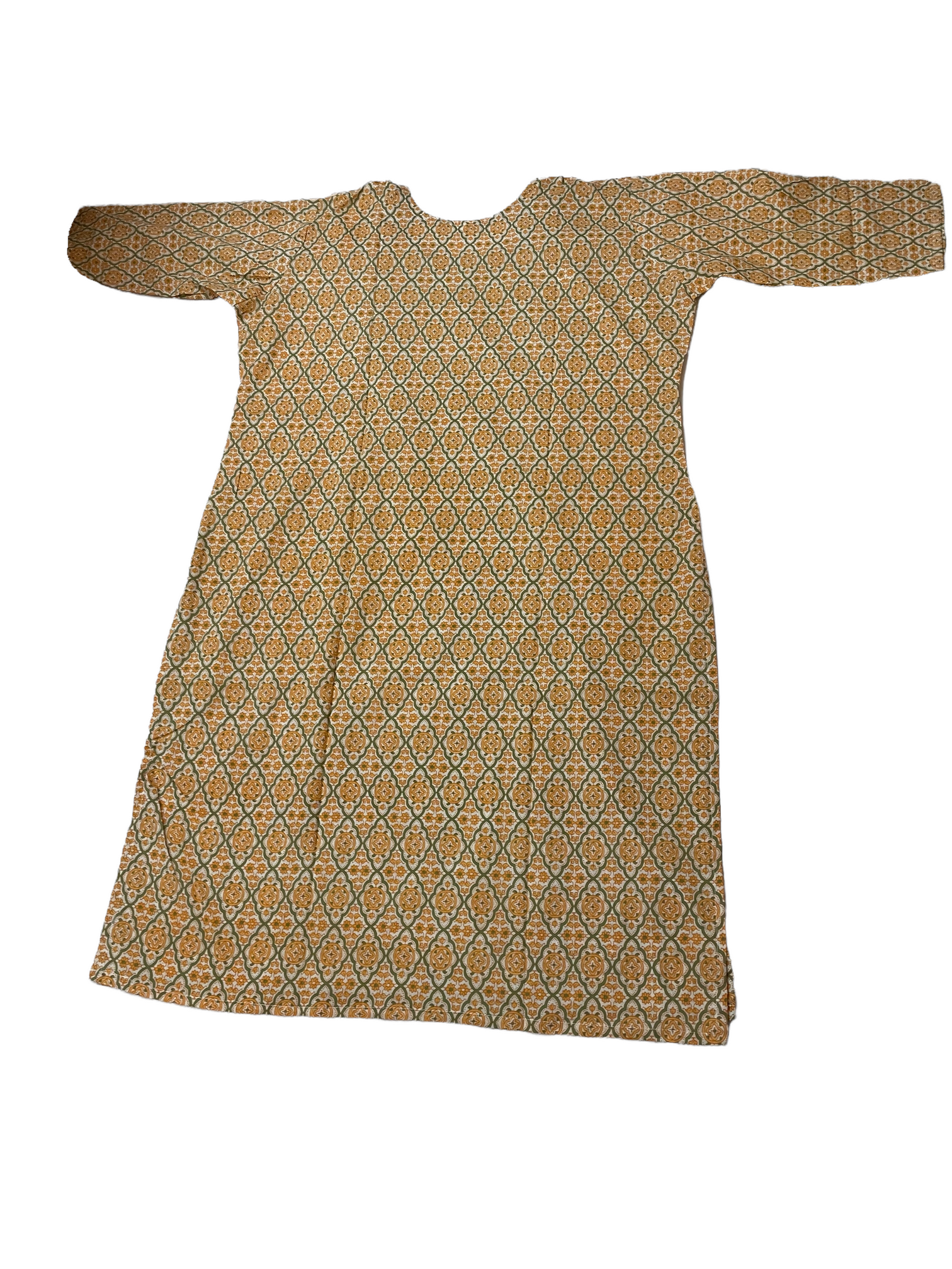 Pure Cotton Peachpuff & Golden Rod Colour Kurti With 3 Quarter Sleeve