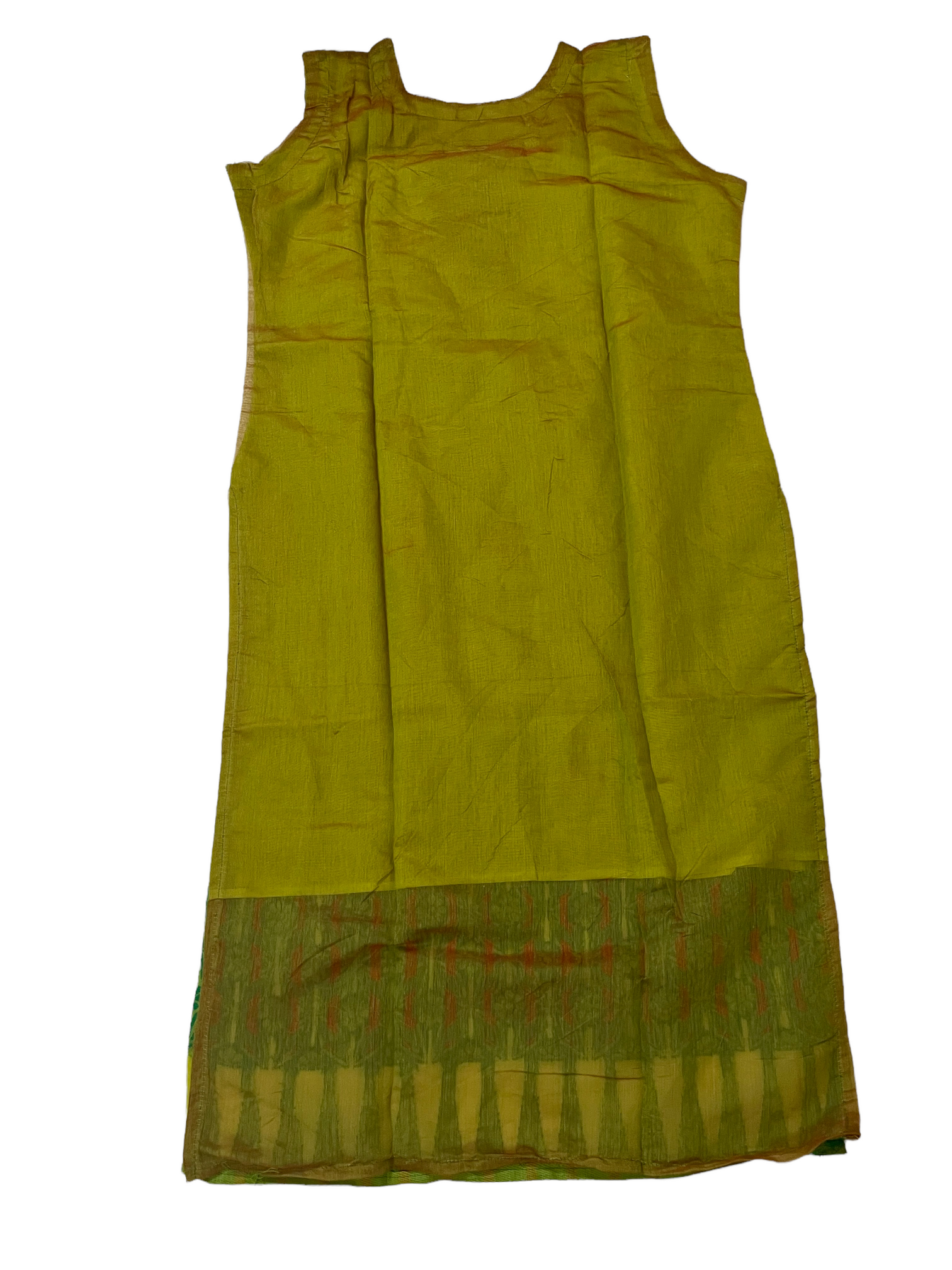 Sleeveless Jamdani Kurti With Inner (Sleeve Incuded Inside) (Green Colour)