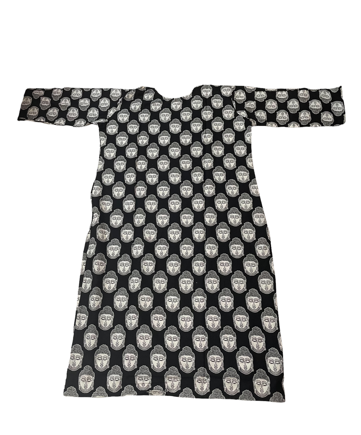 Pure Cotton Black Colour Kurti (Lord Buddha Face Print) (3 Quarter Sleeve)