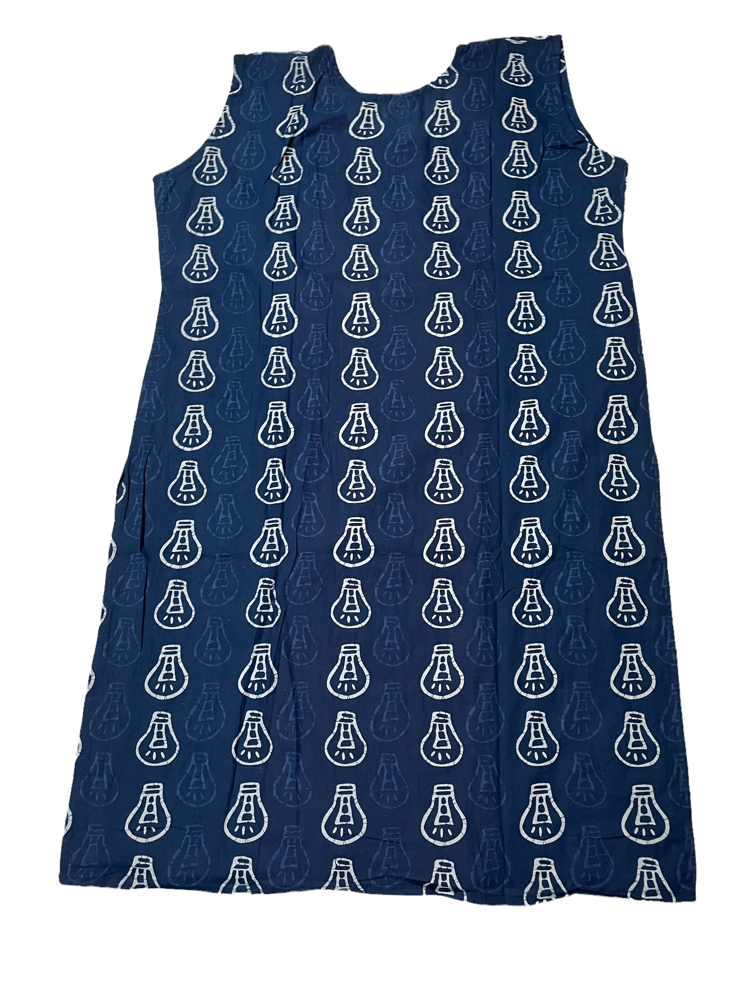 Pure Cotton Navy Blue & Red Colour Sleeveless Kurti (Sleeve Included Inside)