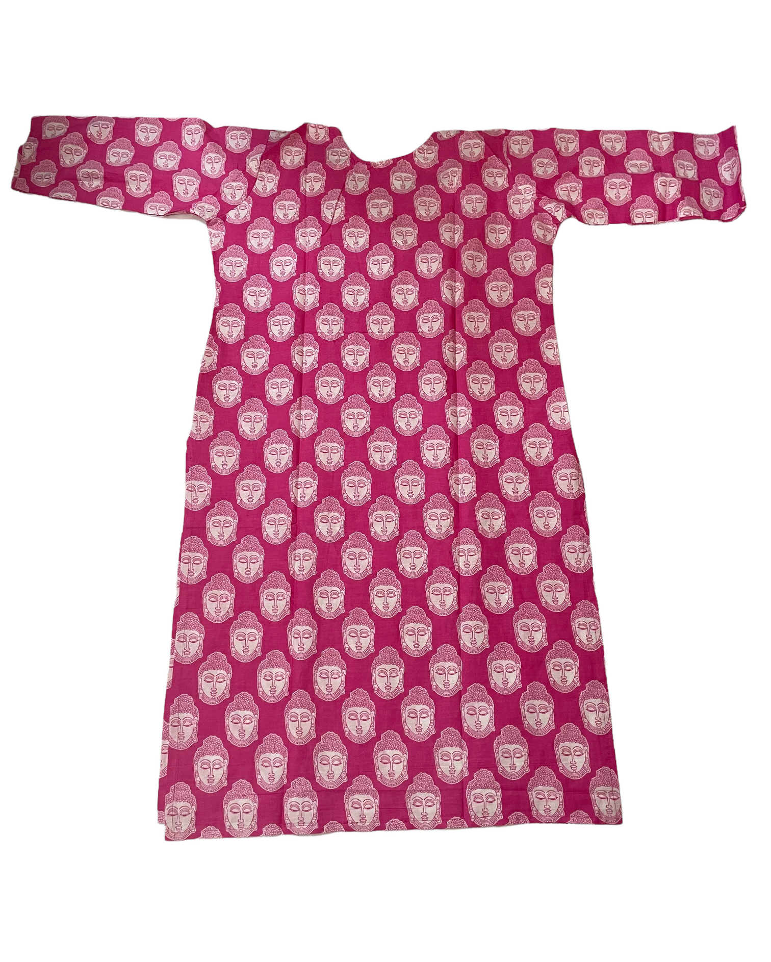 Pure Cotton Pink Colour Kurti (Lord Buddha Face Print) (3 Quarter Sleeve)