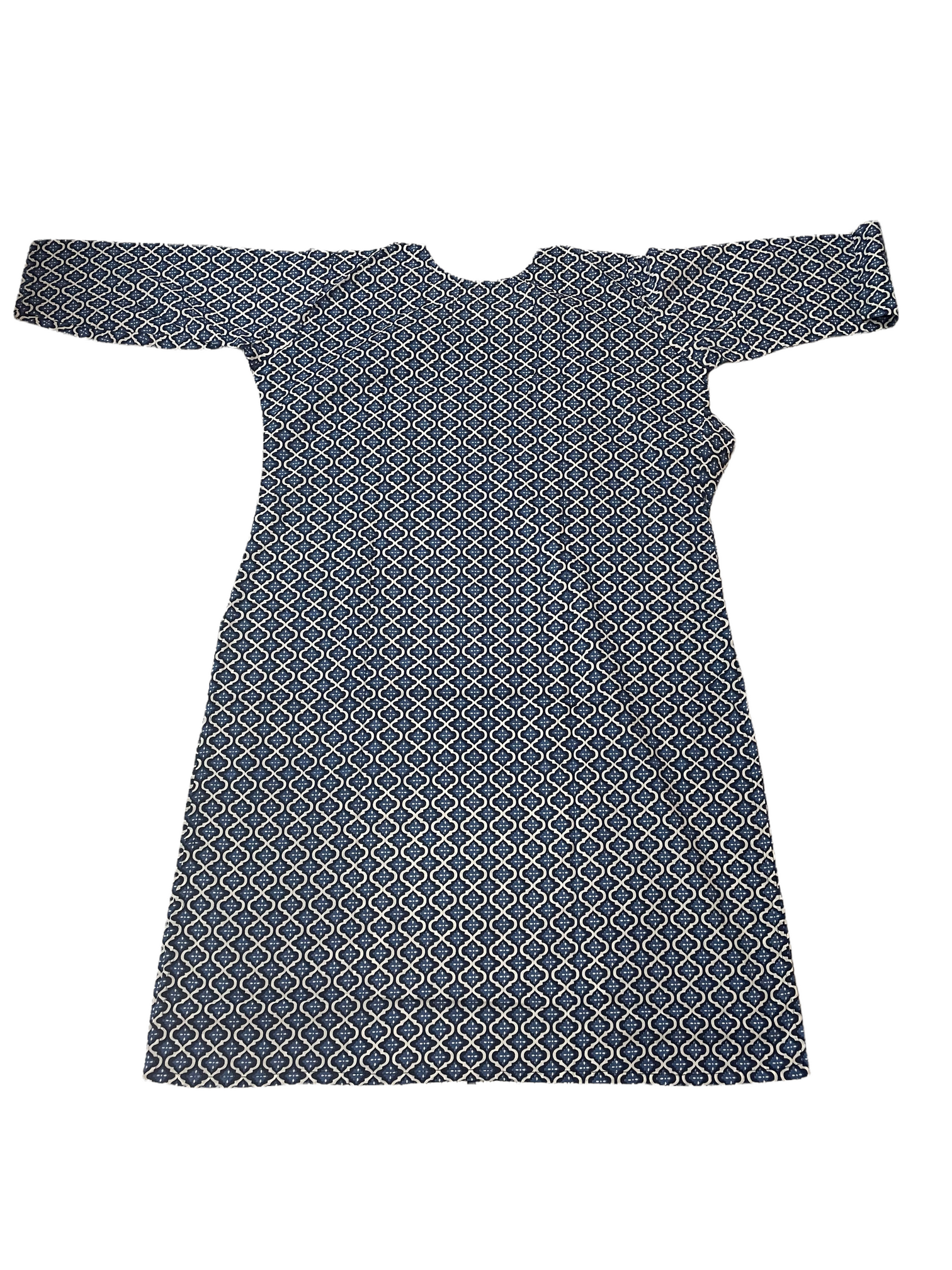 Pure Cotton Off-White & Navy-Blue Colour Kurti (3 Quarter Sleeve)